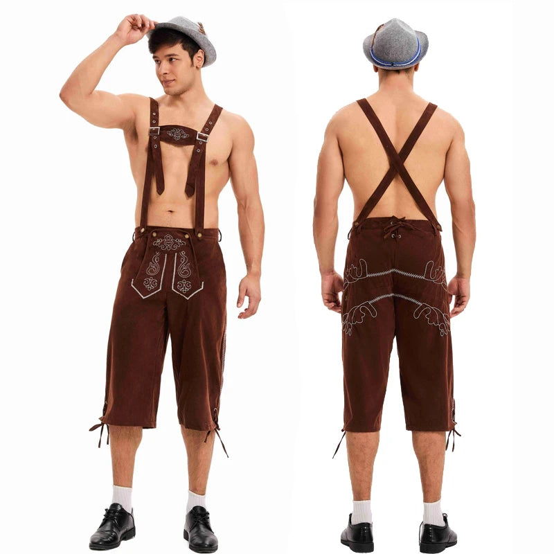 Mann Oktoberfest Kostüm Bayerische Lederhosen Bierfest Clubwear Kellner Outfit Cosplay Karneval Phantasie Party Kleid
