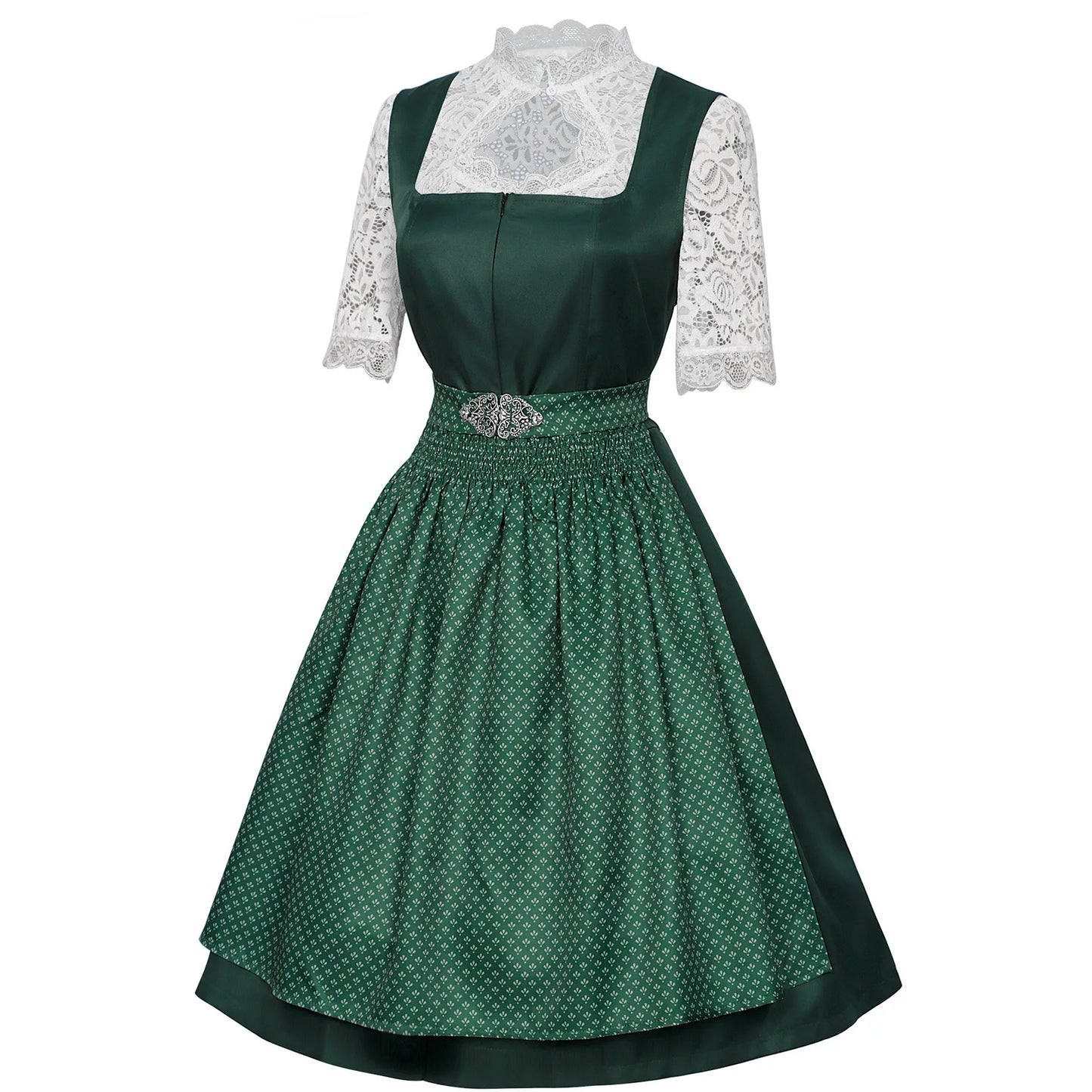 2025 Cosplay Kleid für Frauen Midi Rot Kostüm Kleid Oktoberfest Bier Maid Frauen Dirndl Kleid mit Spitze Schürze Mode Halloween