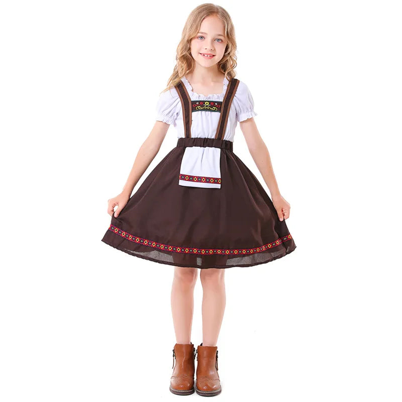 Kinder Jungen Mädchen Oktoberfest Kostüme Bayerisches Dirndl Kleid Kinder Lederhosen Cosplay Karneval Party Halloween Kostüm