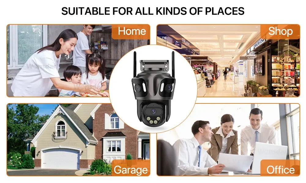 6K HD Outdoor Wifi PTZ Kamera Drei Objektiv 4K Dual Screen IP Kamera Auto Tracking Farbe Nacht Video Überwachung CCTV P2P iCsee