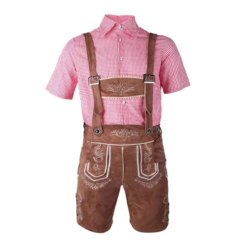 Bayerisches Oktoberfest Deutsches Bierkostüm Männliches Oktoberfest Lederhosenkostüm Bierhemd Hosenträgershorts Hut Cosplay Kostüme