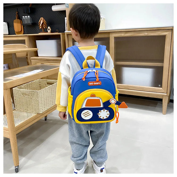 Kids Backpack for Boys Girls Toddler School Kindergarten Cute Construction Truck Car Design Trendy Casual Backpack