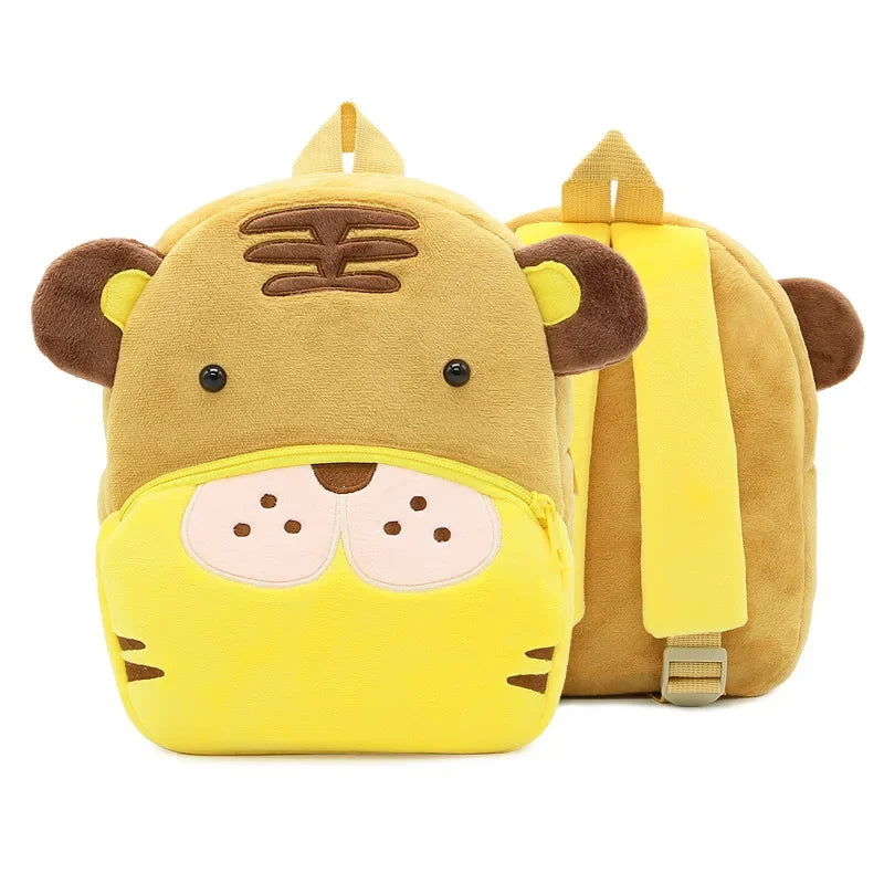 Cartoon Animal Kids Backpack Double Shoulder Plush Nursery Children Bag Customizable Printing Breathable Lightweight