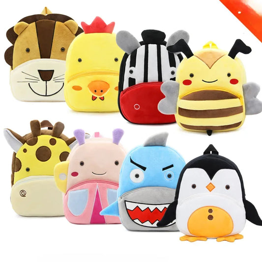 Cartoon Animal Kids Backpack Double Shoulder Plush Nursery Children Bag Customizable Printing Breathable Lightweight