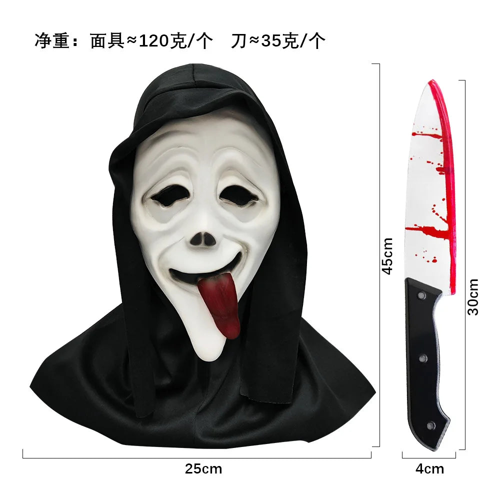 Ghost Scream Halloween Kostüm Rollenspiel Party Horror Spiel Cosplay Overall mit Maske Schrecklicher Tod Zombie Maskerade Kostüm