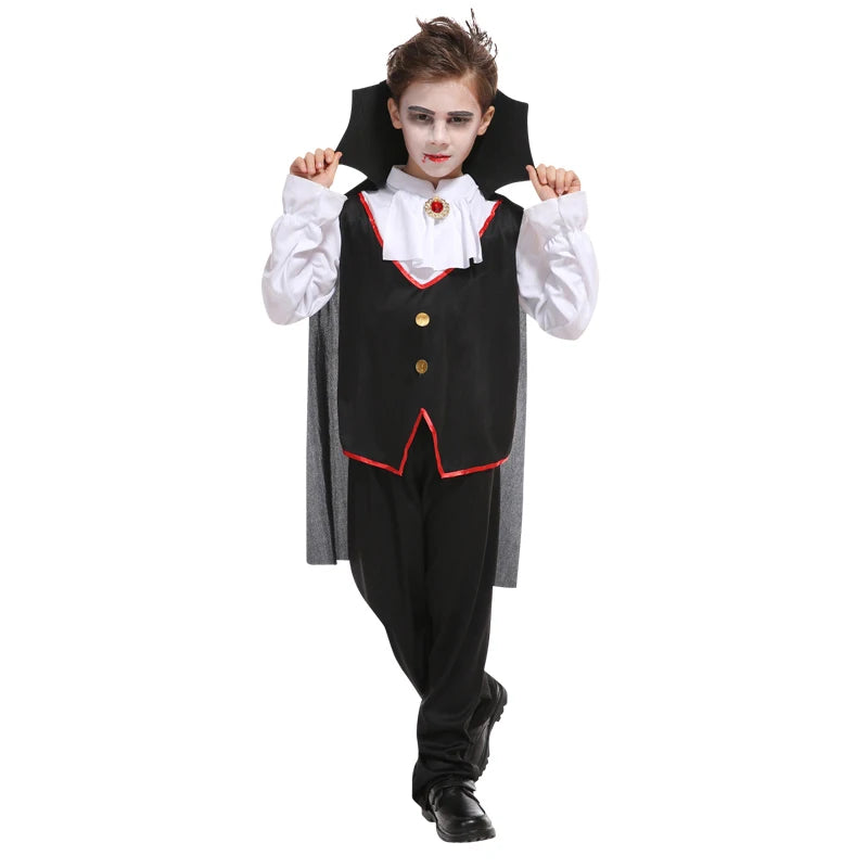 Kinder Vampir Cosplay Halloween Kostüme Jungen Fantasy Graf Dracula Gruselige Kleidung Outfits mit Vampirumhängen