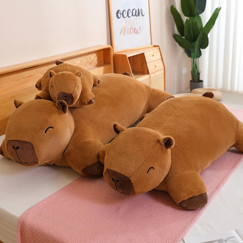Riesige Kawaii Capybara Plüschpuppe Bodenmatte Hochwertiger Tierbrauner Capybara Plüschteppich Wohndekor Geschenk für Jungen und Mädchen