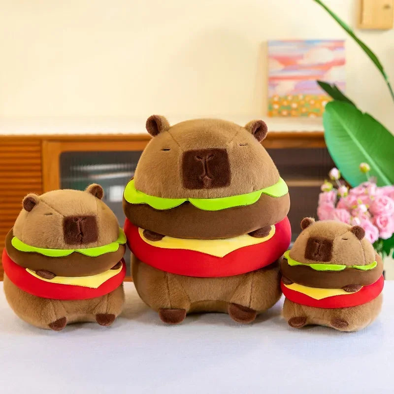 Neues süßes Hamburger Capybara-Plüschtier, Stofftier, Simulationstier, Puppe, weiches Kinderspielzeug, Geburtstagsgeschenk, Kawaii-Raumdekoration