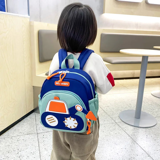 Kids Backpack for Boys Girls Toddler School Kindergarten Cute Construction Truck Car Design Trendy Casual Backpack