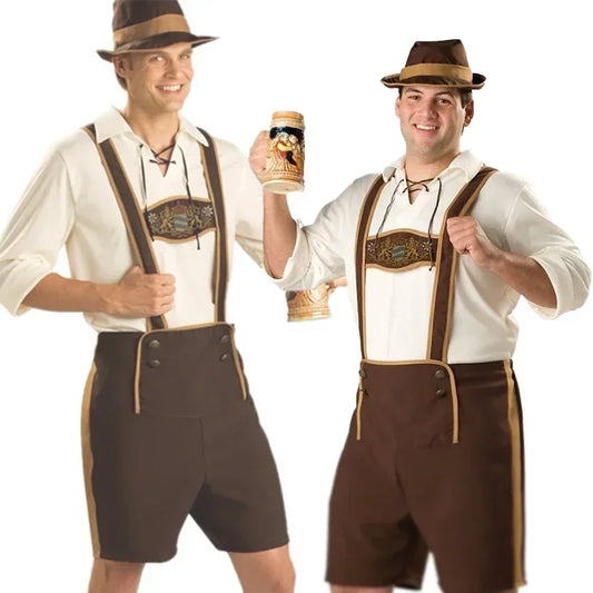 Hansel Bayerische Lederhosen Oktoberfest Kostüm für Männer Deutsches Bierfest Outfit Cos Kleidung Cos Kostüm Mann