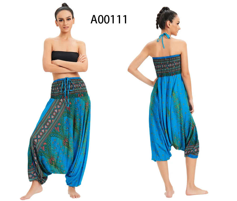 Bohemian Hosen Frauen Pantalones Mujer Hippie Hohe Taille Rayon Harem Baggy Boho Yoga Strand Tragen Gießen Femme Calca Feminina Gedruckt