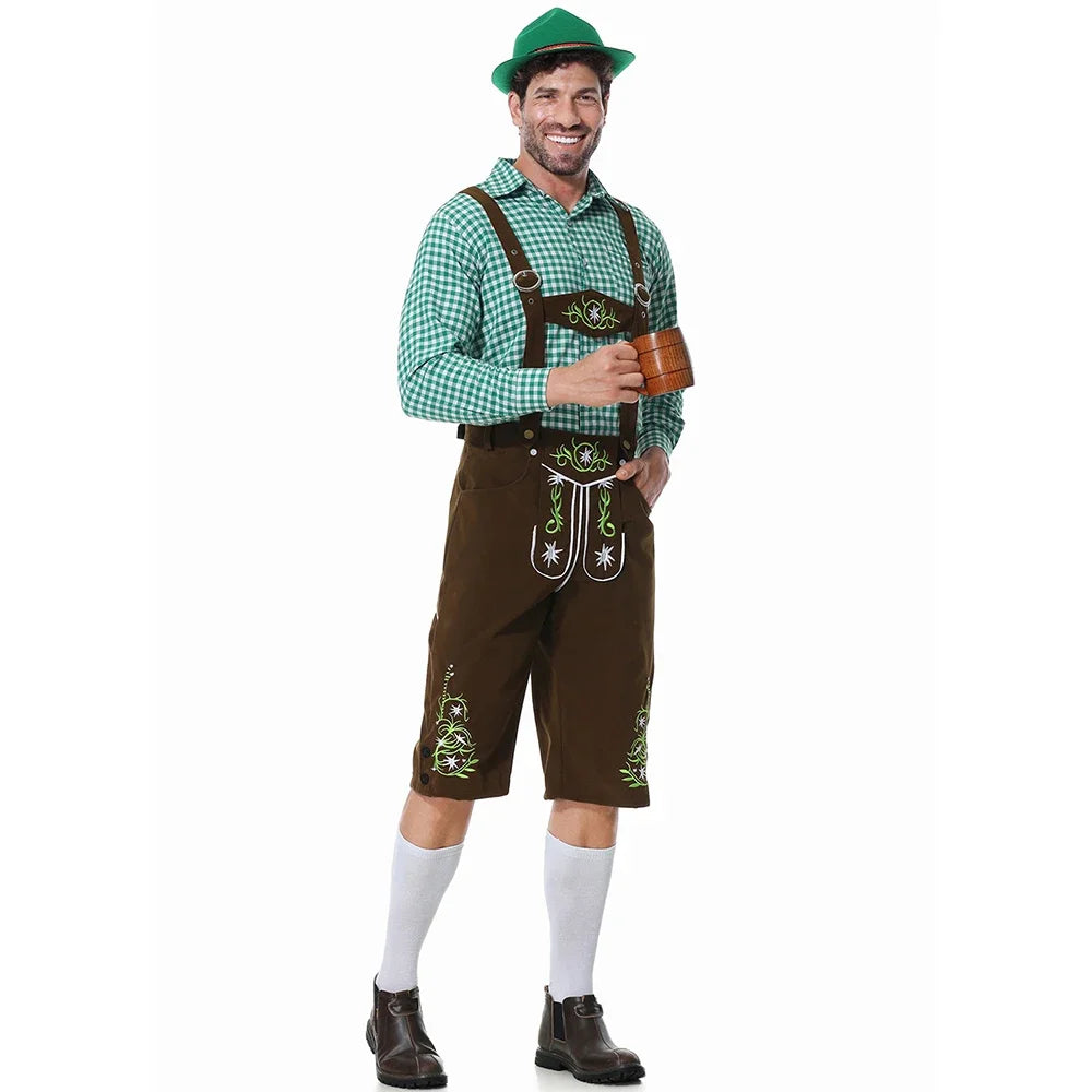 Herren Oktoberfest Kostüm Deutsches Oktoberfest Kneipen Barkeeper Outfit Biermann Kostüme Lederhosen Bayerisches Oktoberfest