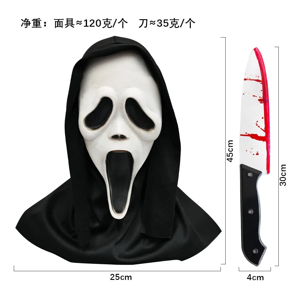 Ghost Scream Halloween Kostüm Rollenspiel Party Horror Spiel Cosplay Overall mit Maske Schrecklicher Tod Zombie Maskerade Kostüm