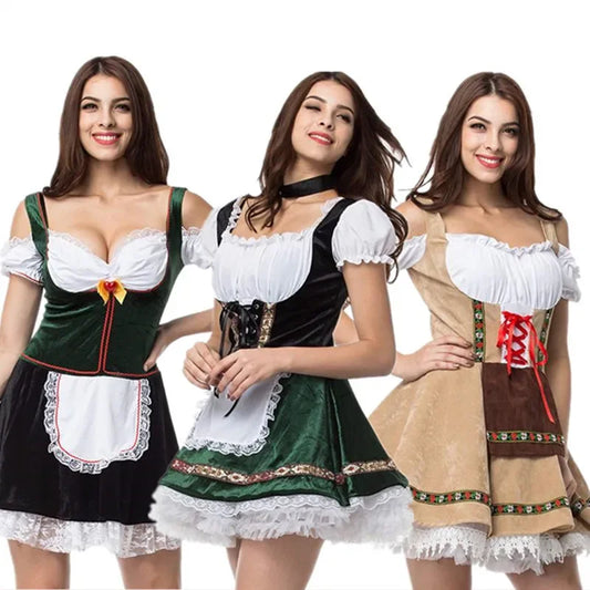 Oktoberfest-Kostüm für Damen, bayerisches deutsches Bierfest, Kellnerin, Dienstmädchen-Outfit, Cosplay, Karneval, Halloween, ausgefallenes Partykleid