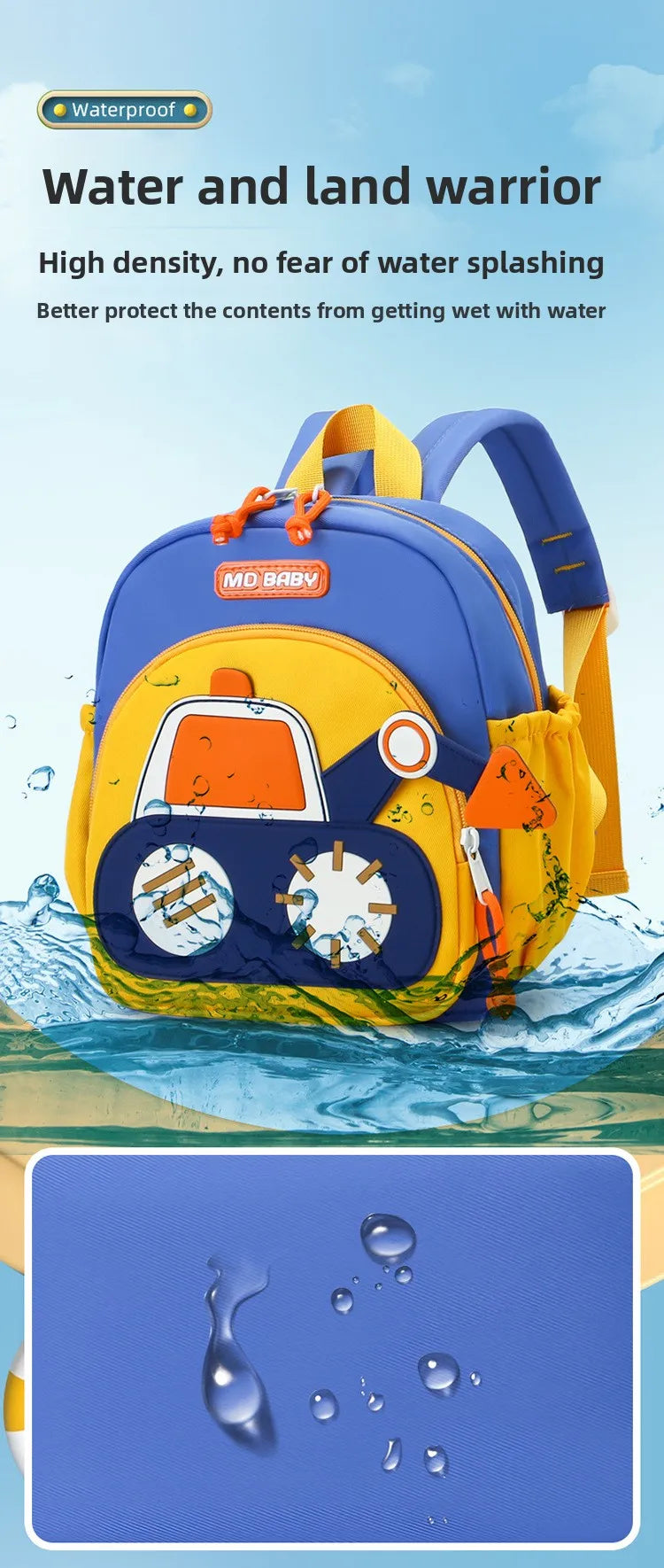 Kids Backpack for Boys Girls Toddler School Kindergarten Cute Construction Truck Car Design Trendy Casual Backpack