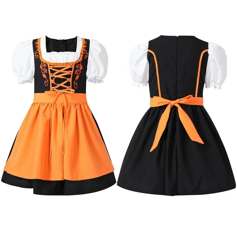 Kind Deutsches Dirndlkleid Bierfest Dienstmädchenkleid Oktoberfest Mädchenkostüm Cosplay Kostüm Partykleid