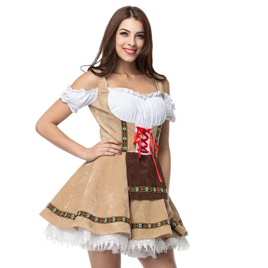 Oktoberfest-Kostüm für Damen, bayerisches deutsches Bierfest, Kellnerin, Dienstmädchen-Outfit, Cosplay, Karneval, Halloween, ausgefallenes Partykleid