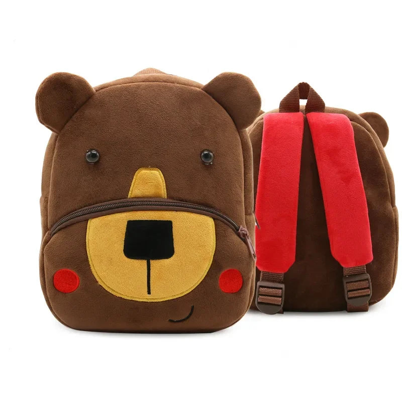 Cartoon Animal Kids Backpack Double Shoulder Plush Nursery Children Bag Customizable Printing Breathable Lightweight