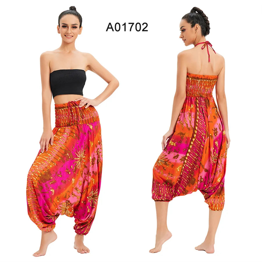 Bohemian Hosen Frauen Pantalones Mujer Hippie Hohe Taille Rayon Harem Baggy Boho Yoga Strand Tragen Gießen Femme Calca Feminina Gedruckt