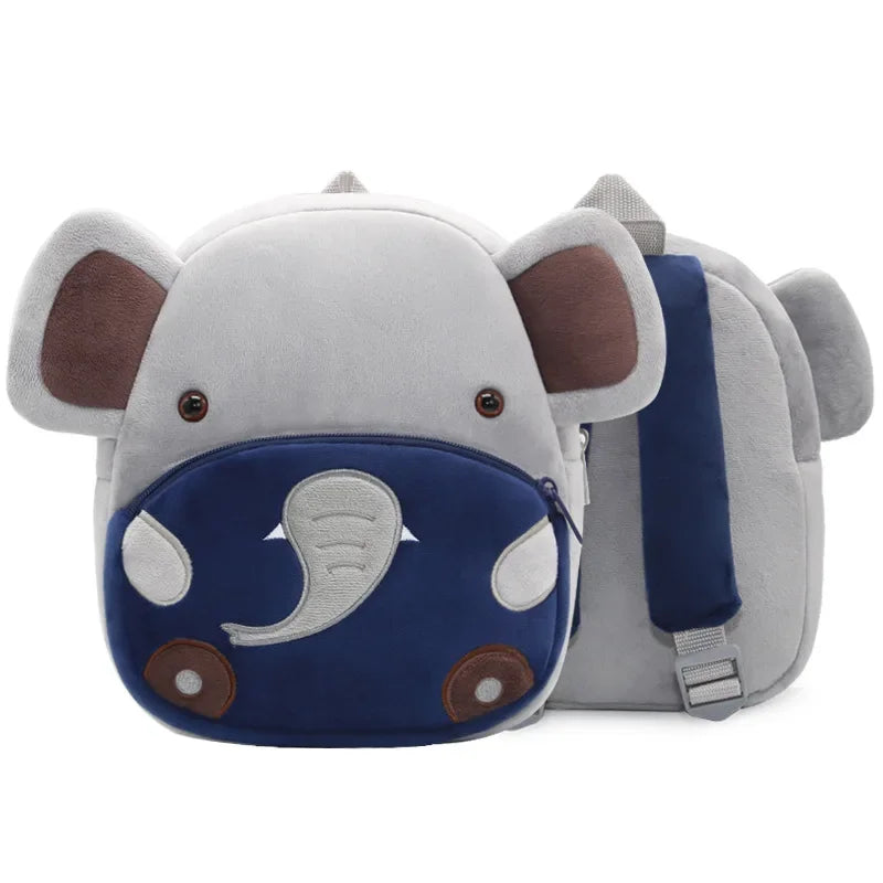 Cartoon Animal Kids Backpack Double Shoulder Plush Nursery Children Bag Customizable Printing Breathable Lightweight