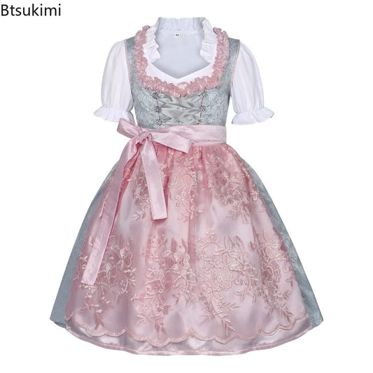 Neu 2025 Sommer Bayerische Oktoberfest Kostüme Dirndl Kleider Mädchen Spitze Kalte Schulter Kleid Bayerische Deutsche Bier Mädchen Kostüm