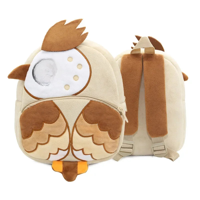 Cartoon Animal Kids Backpack Double Shoulder Plush Nursery Children Bag Customizable Printing Breathable Lightweight