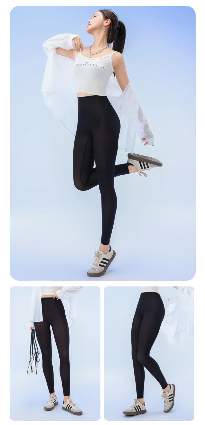 BIVIGAOS Sommer-Leggings mit ultradünner Haut und Sonnenschutz für Damen, hochelastisch, transparent, Gesichtsmaske, Unterwäsche, eng anliegend, sexy Sport-Leggings