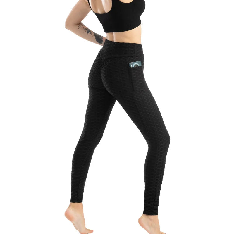 Frauen Mode Tasche Blase Hosen Stretchy Schlank Leggings Gym Laufen Radfahren Fitness Hosen Hohe Taille Hip Lift Leggings Weibliche