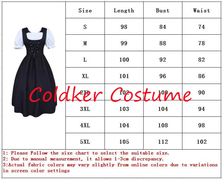 Deutsches Damen-Biermädchen-Dirndl, bayerisches Oktoberfestkleid mit Schürze, Kostüme, Party, Halloween, Kostüm, Übergröße S-5XL