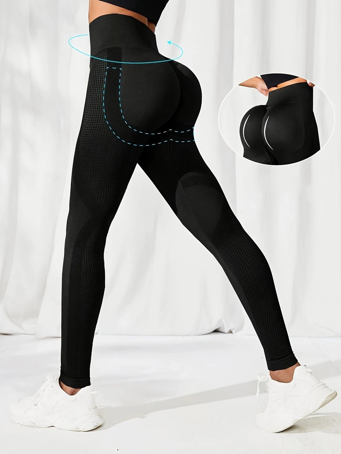 Atmungsaktive Yoga-Leggings mit hoher Taille für Frauen, einfarbig, Bauchkontrolle, Sportbekleidung, bequeme Fitness- und Fitnessstudio-Strumpfhose, Activewear