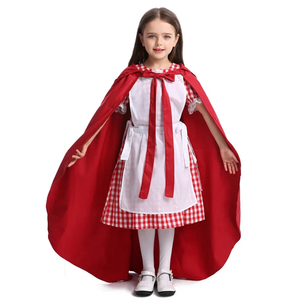 2025 Mädchen Deluxe Rotkäppchen Kostüm Märchen Maid Oktoberfest Buch Woche