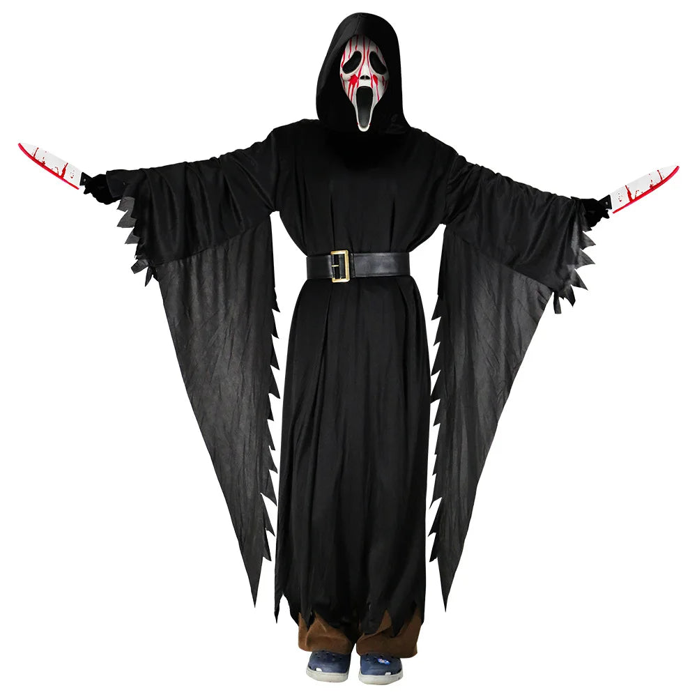 Ghost Scream Halloween Kostüm Rollenspiel Party Horror Spiel Cosplay Overall mit Maske Schrecklicher Tod Zombie Maskerade Kostüm