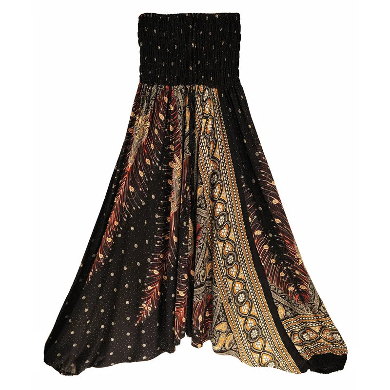 Bohemian Hosen Frauen Pantalones Mujer Hippie Hohe Taille Rayon Harem Baggy Boho Yoga Strand Tragen Gießen Femme Calca Feminina Gedruckt