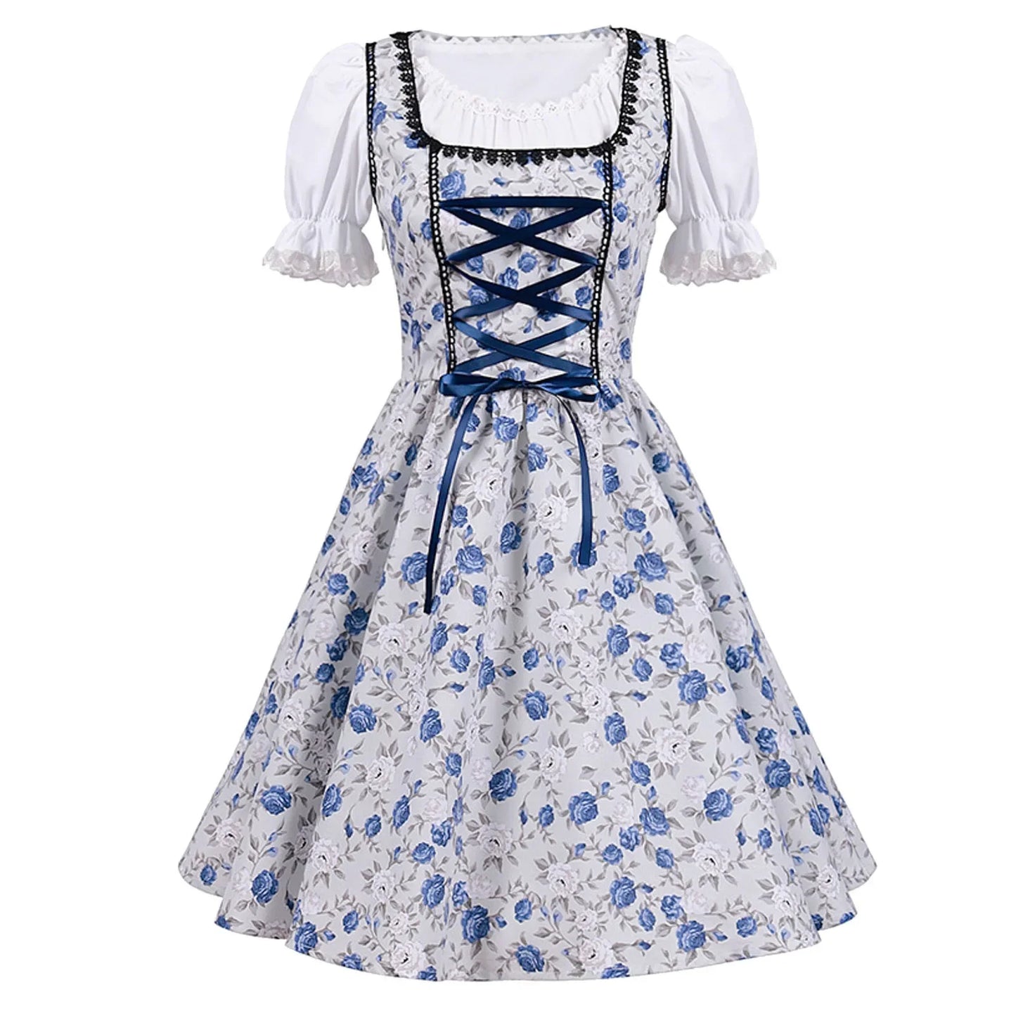 Oktoberfestkleid mit Schnürung und Schürze, traditionelle bayerische Bierkostüme, deutsche Dirndl-Partykleider