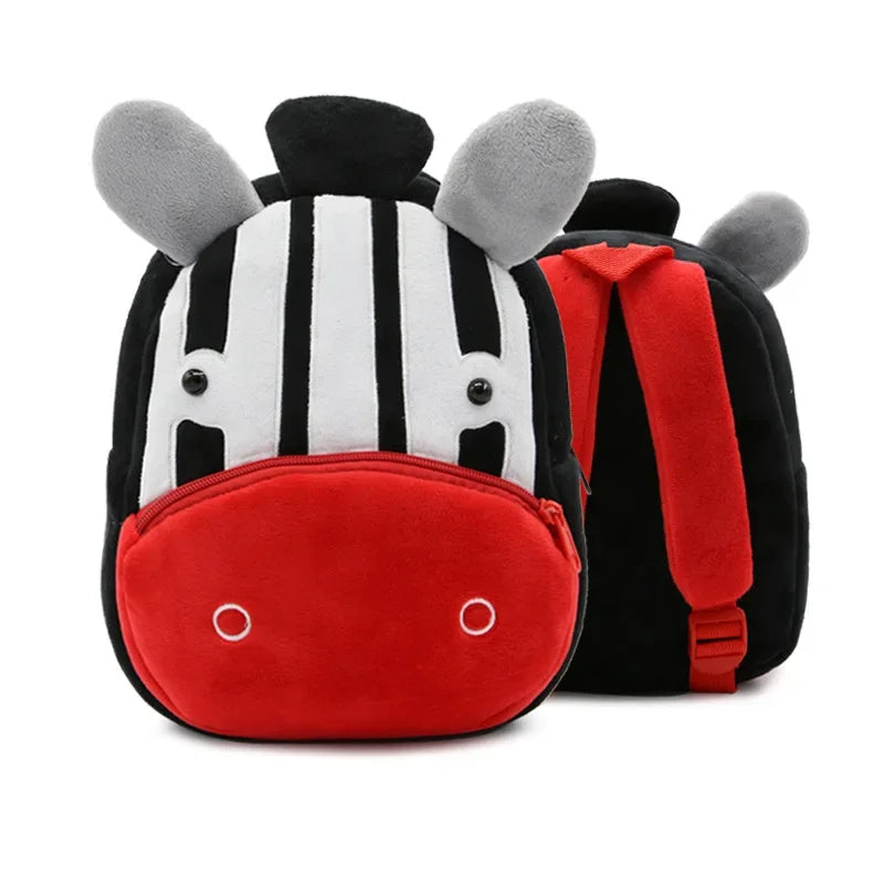 Cartoon Animal Kids Backpack Double Shoulder Plush Nursery Children Bag Customizable Printing Breathable Lightweight