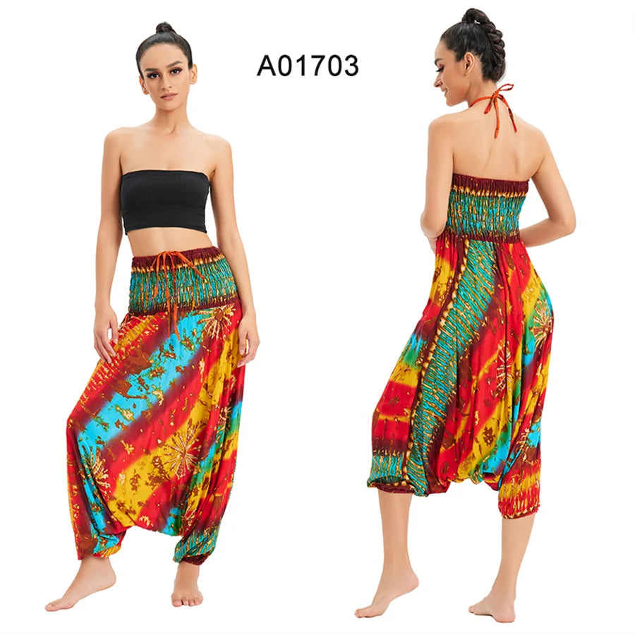 Bohemian Hosen Frauen Pantalones Mujer Hippie Hohe Taille Rayon Harem Baggy Boho Yoga Strand Tragen Gießen Femme Calca Feminina Gedruckt