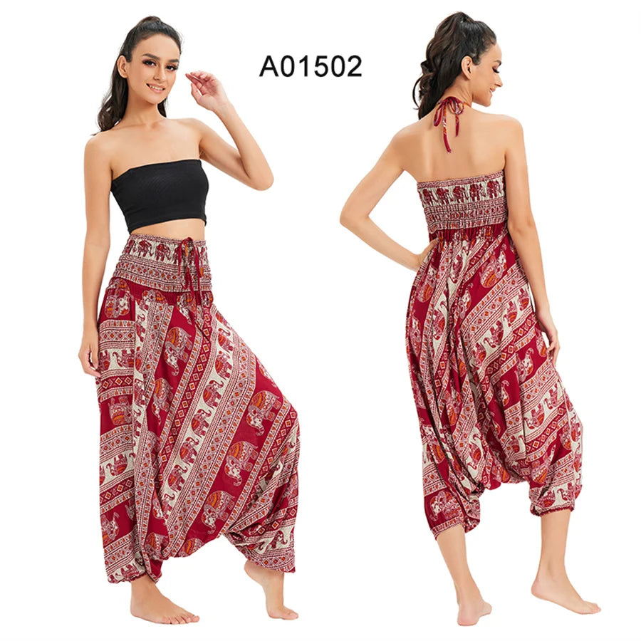 Bohemian Hosen Frauen Pantalones Mujer Hippie Hohe Taille Rayon Harem Baggy Boho Yoga Strand Tragen Gießen Femme Calca Feminina Gedruckt