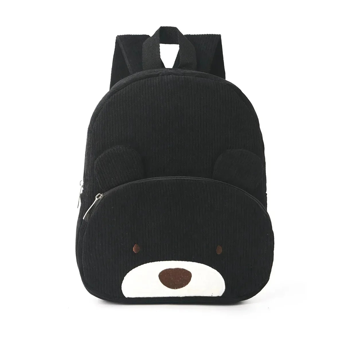 Customized Name Toddler Backpack - Cartoon Bear Corduroy Bag with Large Capacity, Embroidered Name Plush Backpack for Kids