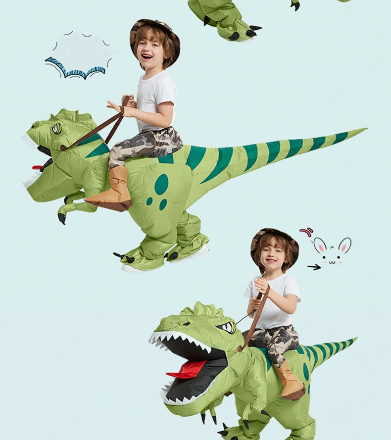 Tier Cartoon Reiten T-Rex Aufblasbares Kostüm Kindergarten Kinder Dinosaurier Rollenspiel Erwachsene Kinder Jagdspiel Geburtstagsgeschenk