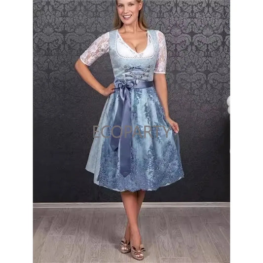 Deutsches Münchner Oktoberfest Biermädchen Dirndlkleid Bayerisches Traditionelles Karnevalsparty Wirtshaus Dirndl Kellnerin Cosplay Kostüm