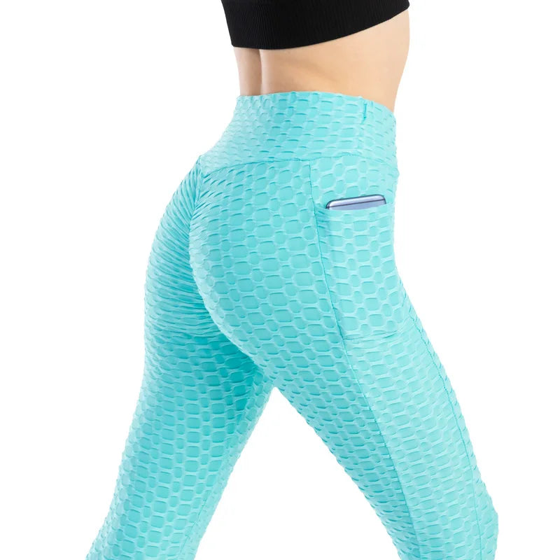 Frauen Mode Tasche Blase Hosen Stretchy Schlank Leggings Gym Laufen Radfahren Fitness Hosen Hohe Taille Hip Lift Leggings Weibliche