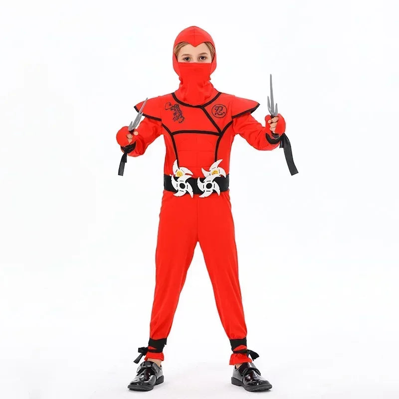 Jungen Mädchen Ninja Cosplay Kostüm für Kinder Anime Samurai Kostüm Kung Fu Dragon Ninja Overall Mit Waffe Outfit Party Halloween