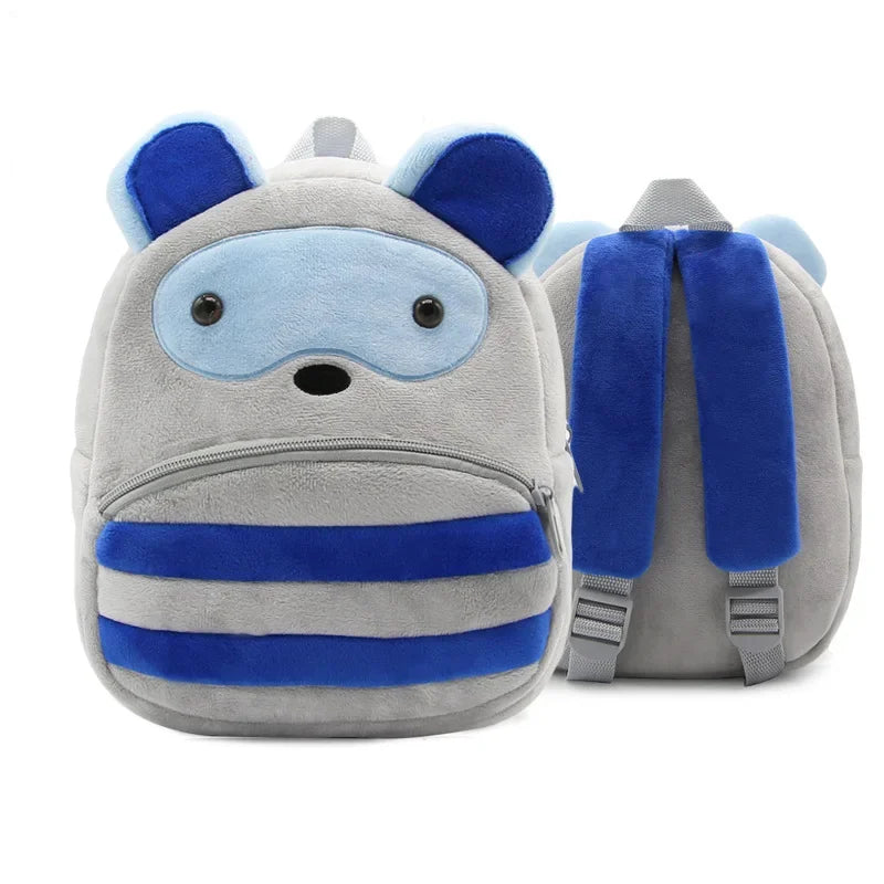 Cartoon Animal Kids Backpack Double Shoulder Plush Nursery Children Bag Customizable Printing Breathable Lightweight