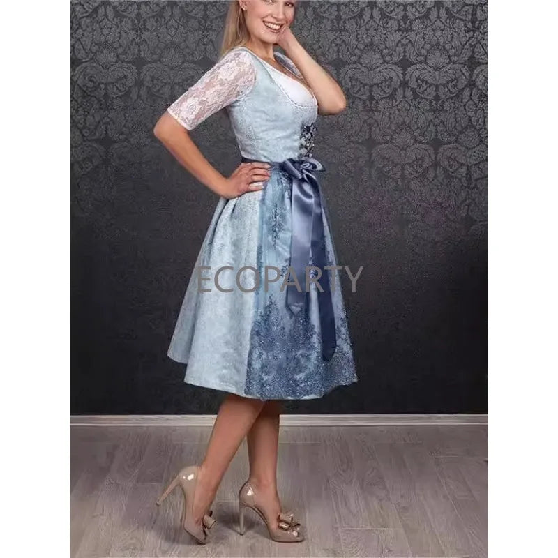 Deutsches Münchner Oktoberfest Biermädchen Dirndlkleid Bayerisches Traditionelles Karnevalsparty Wirtshaus Dirndl Kellnerin Cosplay Kostüm