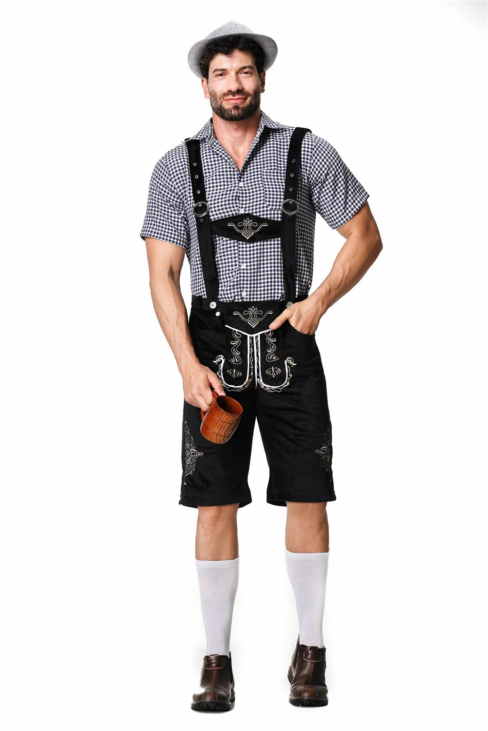 Mann Karneval Oktoberfest Kostüm Top Halfter Lederhosen Hut Bayerischer Barkeeper Halloween Cosplay Phantasie Partykleid