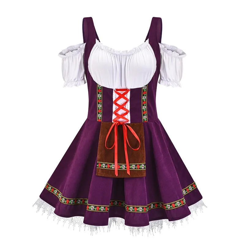 Oktoberfest-Kostüm für Damen, bayerisches deutsches Bierfest, Kellnerin, Dienstmädchen-Outfit, Cosplay, Karneval, Halloween, ausgefallenes Partykleid