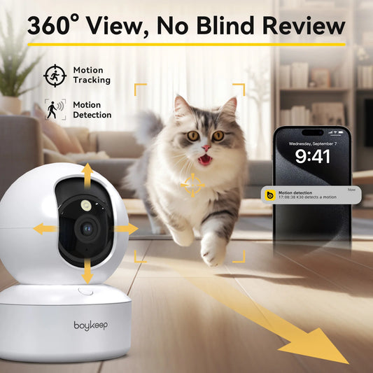BoyKeep Smart Kamera 2K Sicherheitsschutz WLAN-Überwachung 5G/2,4 GHz Innenbereich Baby Nachtsicht 360° Schwenk- und Neigefunktion 2-Wege-Audio K30