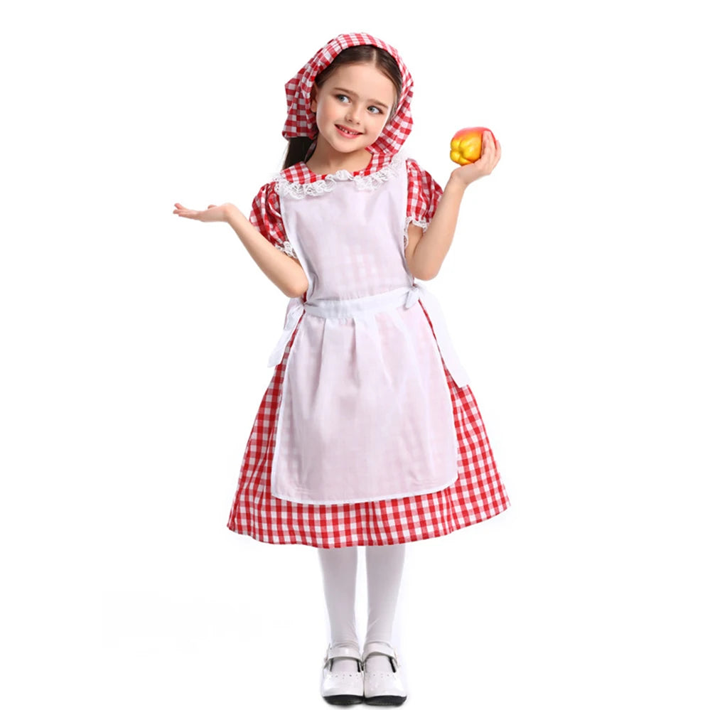 2025 Mädchen Deluxe Rotkäppchen Kostüm Märchen Maid Oktoberfest Buch Woche