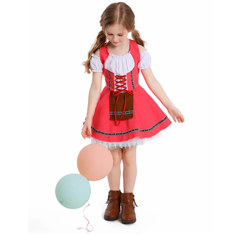 Kinder Mädchen Bierkleid Kostüm Oktoberfest Dirndl Bavaria Biermädchen Outfit Karneval Party Bier Kinderoutfit Cosplay Kleid