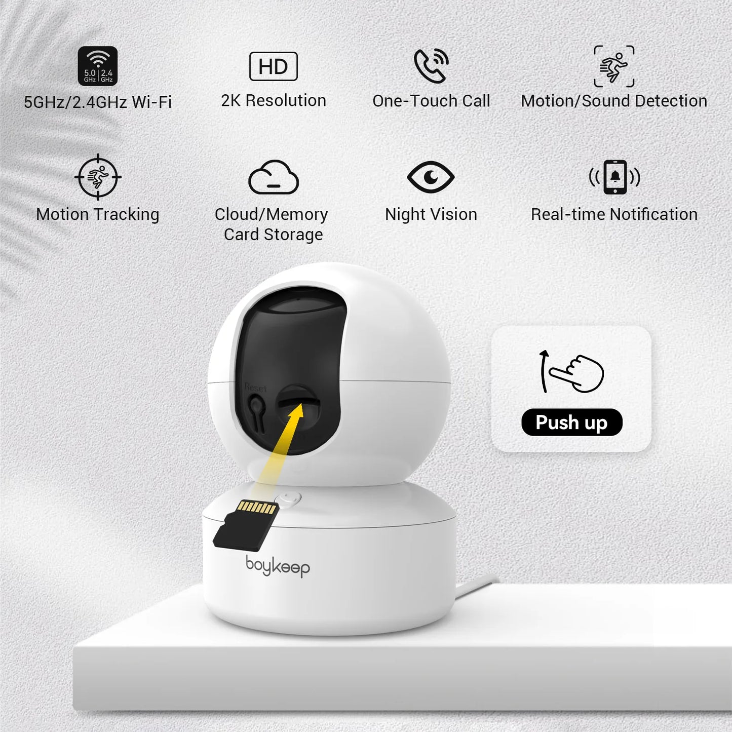 BoyKeep Smart Kamera 2K Sicherheitsschutz WLAN-Überwachung 5G/2,4 GHz Innenbereich Baby Nachtsicht 360° Schwenk- und Neigefunktion 2-Wege-Audio K30